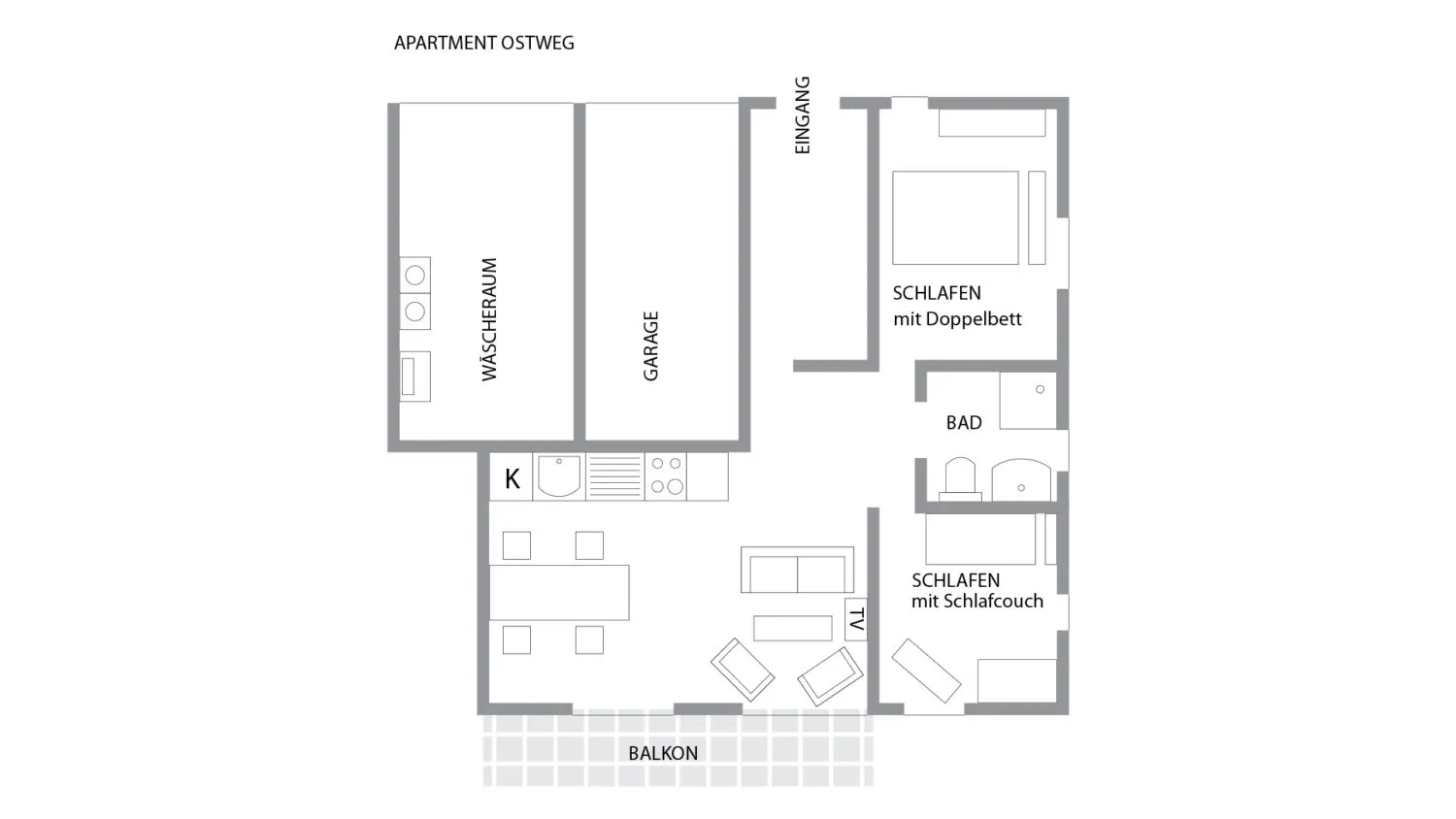 Grundriss der barrierefreien Ferienwohnung Ostweg im Schwarzwald