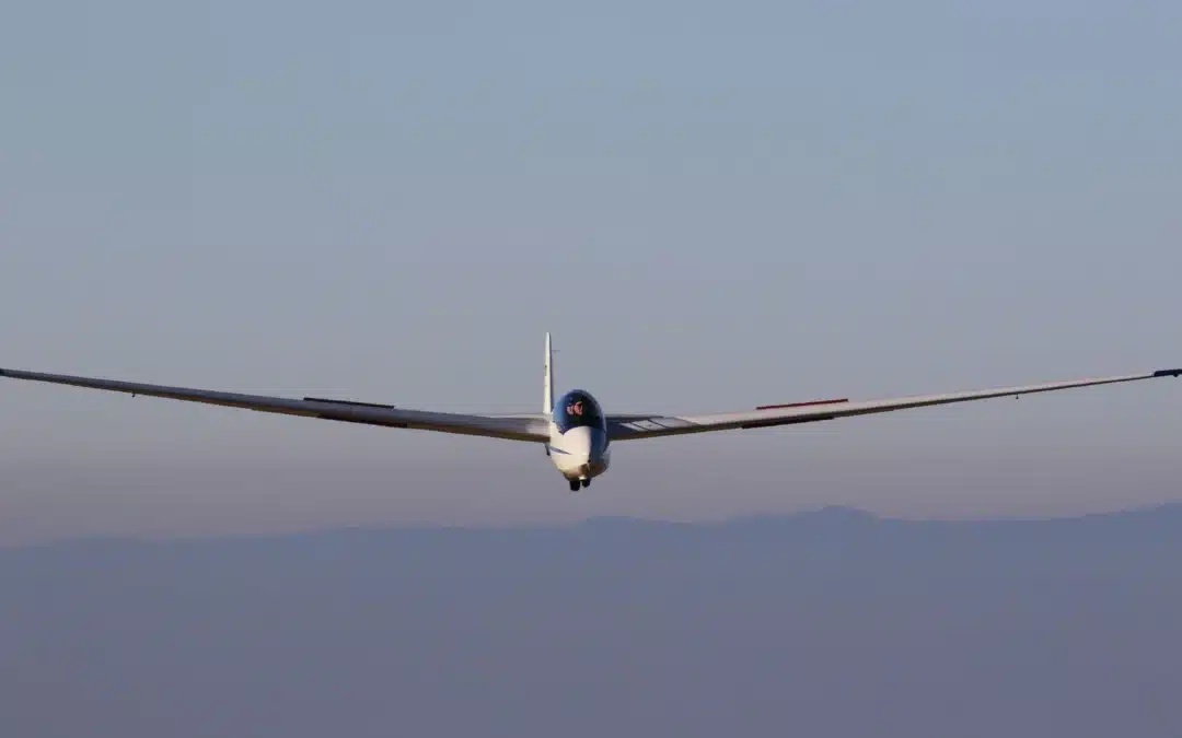 Segelflugzeug über dem Flugplatz Winzeln-Schramberg im Schwarzwald