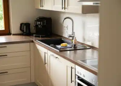 Moderne Küche im Haus Brestenberg mit Spüle und Arbeitsfläche – Schwarzwald-Lounge