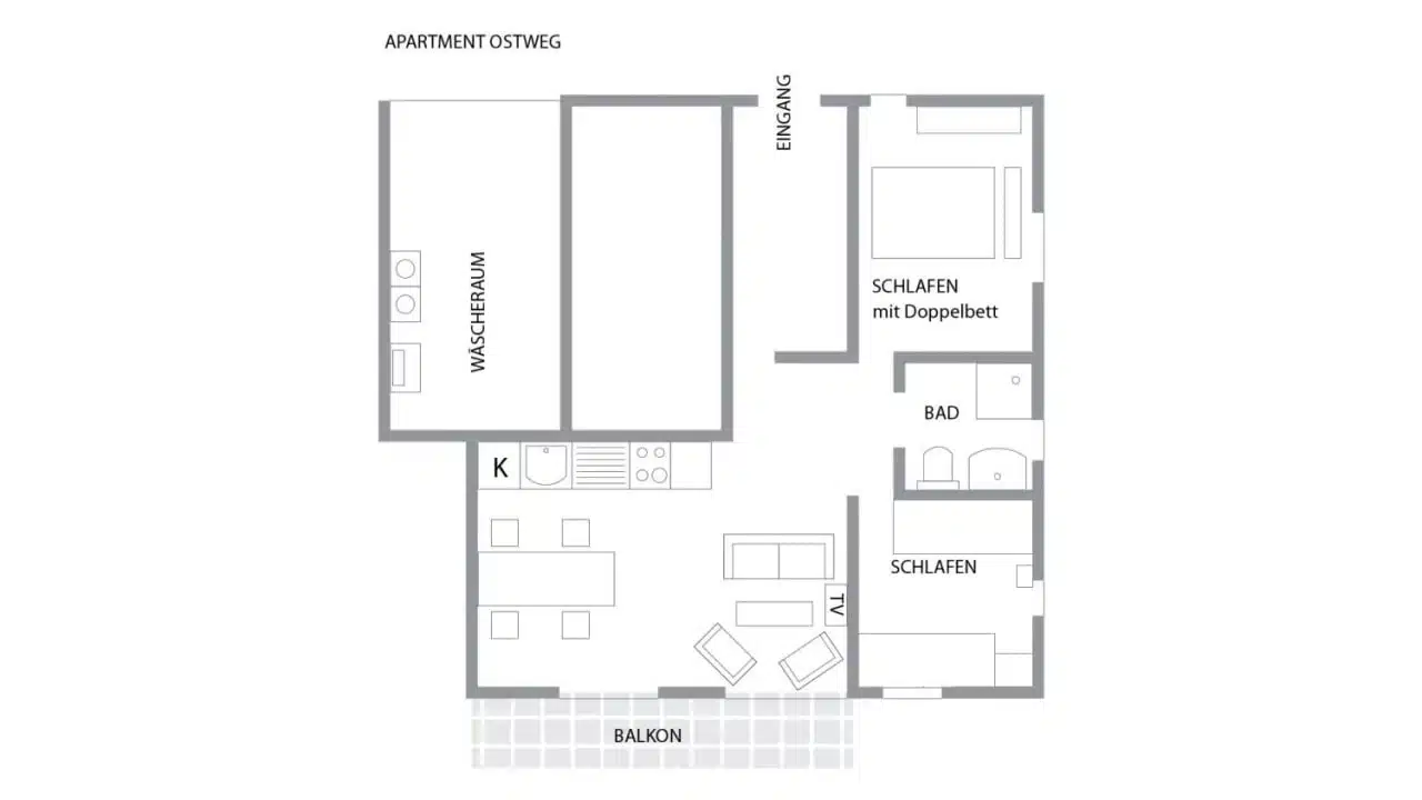 Grundriss der barrierefreien Ferienwohnung Ostweg im Schwarzwald